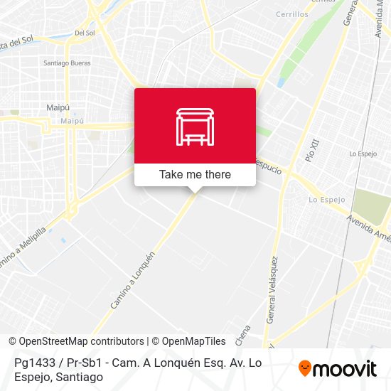 Pg1433 / Pr-Sb1 - Cam. A Lonquén Esq. Av. Lo Espejo map
