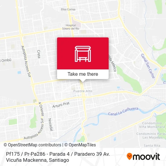 Pf175 / Pr-Pa286 - Parada 4 / Paradero 39 Av. Vicuña Mackenna map