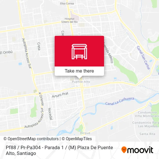 Pf88 / Pr-Pa304 - Parada 1 / (M) Plaza De Puente Alto map