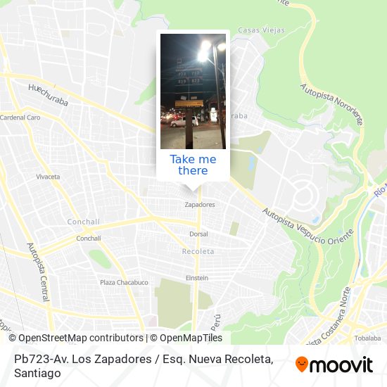 Pb723-Av. Los Zapadores / Esq. Nueva Recoleta map