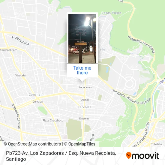 Pb723-Av. Los Zapadores / Esq. Nueva Recoleta map