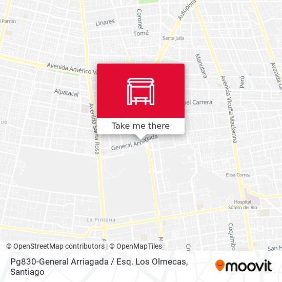 Pg830-General Arriagada / Esq. Los Olmecas map
