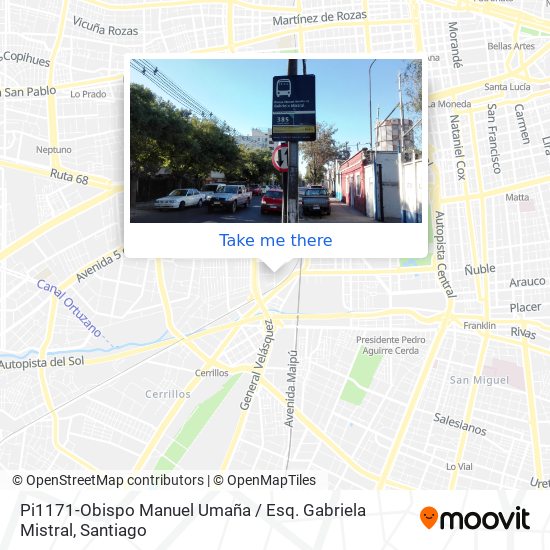 Pi1171-Obispo Manuel Umaña / Esq. Gabriela Mistral map