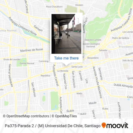 Pa375-Parada 2 / (M) Universidad De Chile map