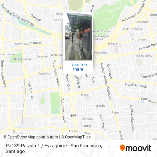 Pa139-Parada 1 / Eyzaguirre - San Francisco map