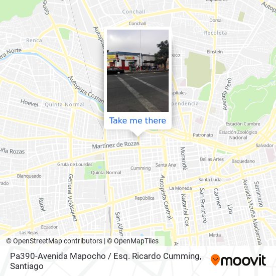 Pa390-Avenida Mapocho / Esq. Ricardo Cumming map