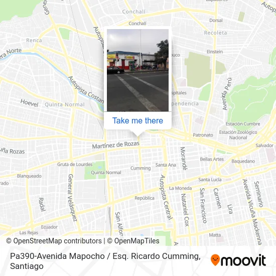 Pa390-Avenida Mapocho / Esq. Ricardo Cumming map