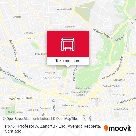 Pb761-Profesor A. Zañartu / Esq. Avenida Recoleta map