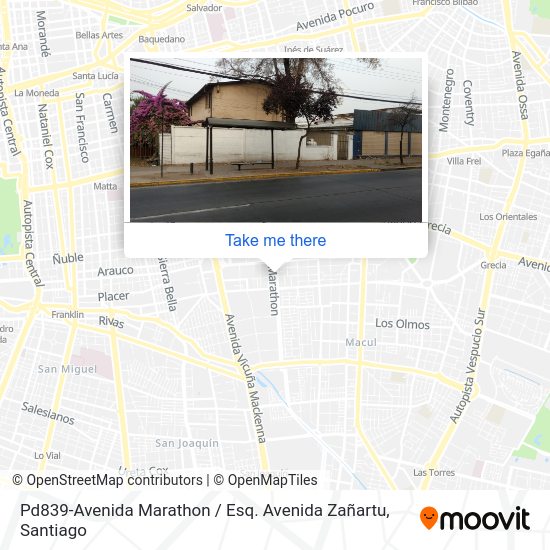 Mapa de Pd839-Avenida Marathon / Esq. Avenida Zañartu