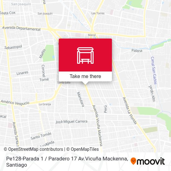 Mapa de Pe128-Parada 1 / Paradero 17 Av.Vicuña Mackenna