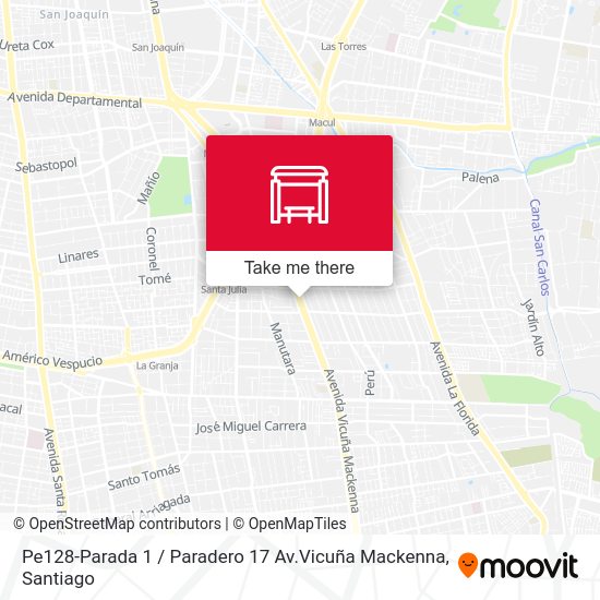 Pe128-Parada 1 / Paradero 17 Av.Vicuña Mackenna map