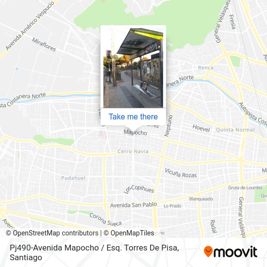 Mapa de Pj490-Avenida Mapocho / Esq. Torres De Pisa