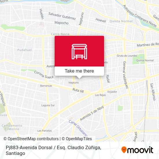 Mapa de Pj883-Avenida Dorsal / Esq. Claudio Zúñiga