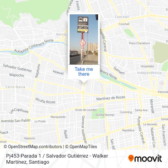 Pj453-Parada 1 / Salvador Gutiérrez - Walker Martínez map