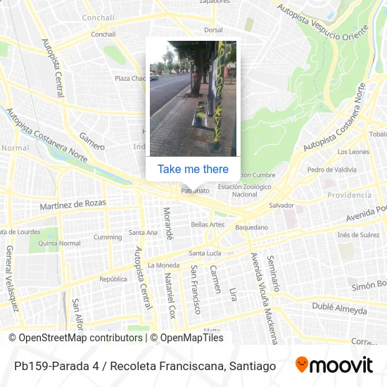 Pb159-Parada 4 / Recoleta Franciscana map