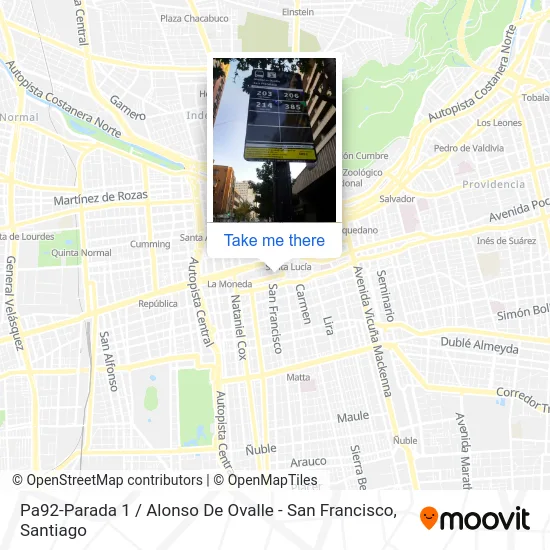 Pa92-Parada 1 / Alonso De Ovalle - San Francisco map