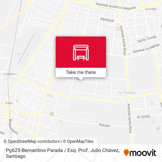 Pg625-Bernardino Parada / Esq. Prof. Julio Chávez map