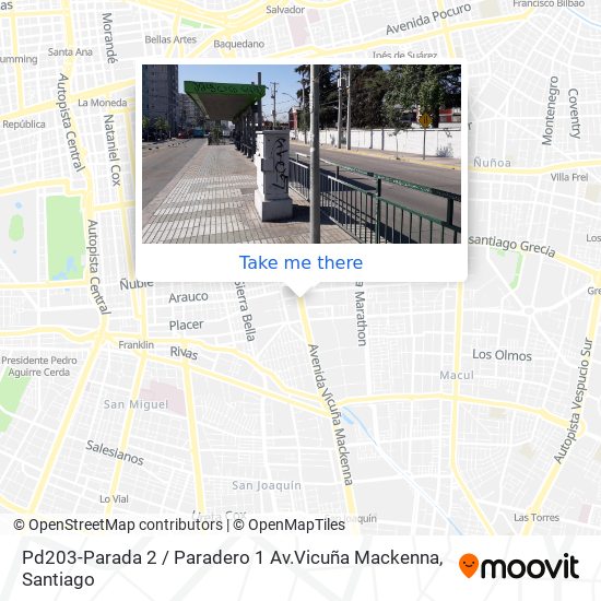 Pd203-Parada 2 / Paradero 1 Av.Vicuña Mackenna map