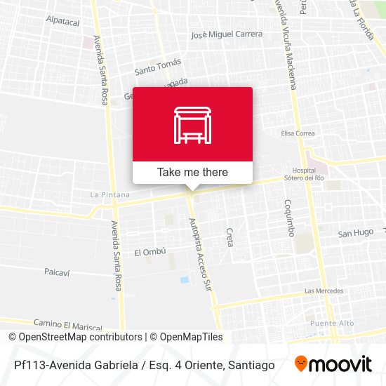Mapa de Pf113-Avenida Gabriela / Esq. 4 Oriente