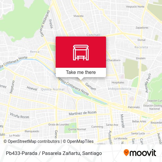 Mapa de Pb433-Parada / Pasarela Zañartu
