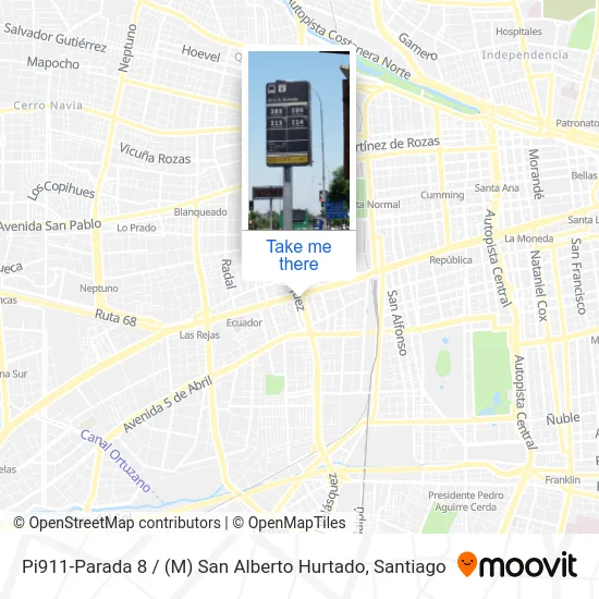Mapa de Pi911-Parada 8 / (M) San Alberto Hurtado