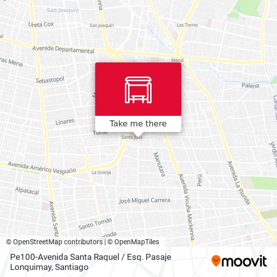 Pe100-Avenida Santa Raquel / Esq. Pasaje Lonquimay map