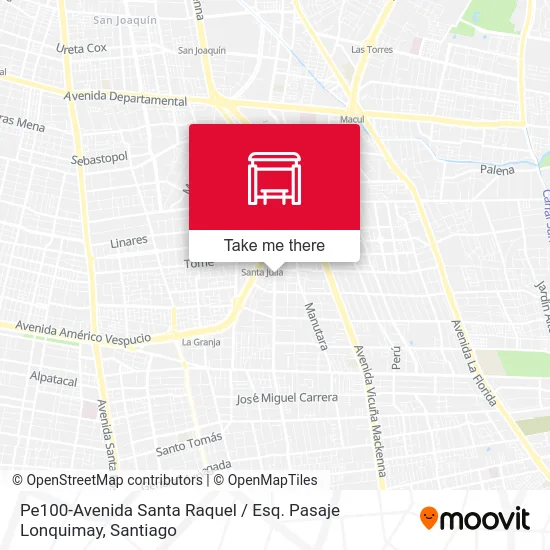 Pe100-Avenida Santa Raquel / Esq. Pasaje Lonquimay map