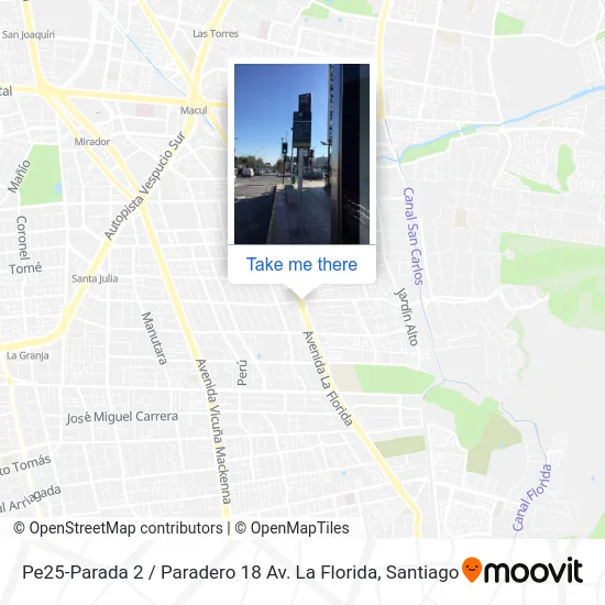 Pe25-Parada 2 / Paradero 18 Av. La Florida map