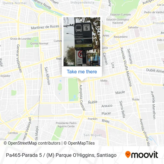 Pa465-Parada 5 / (M) Parque O'Higgins map