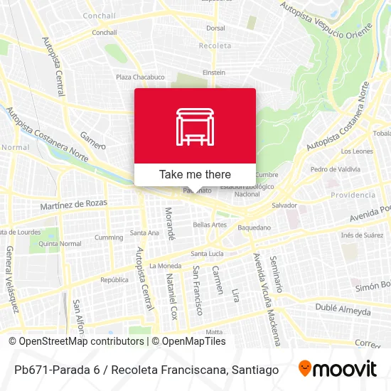 Pb671-Parada 6 / Recoleta Franciscana map