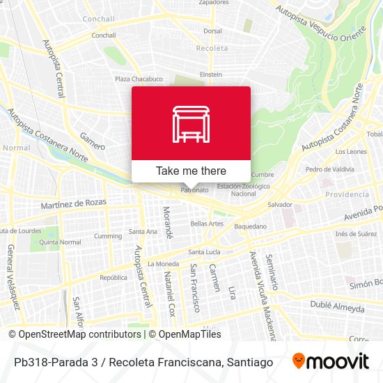 Mapa de Pb318-Parada 3 / Recoleta Franciscana