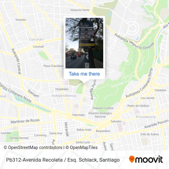 Mapa de Pb312-Avenida Recoleta / Esq. Schlack