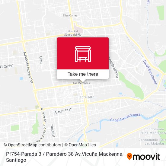 Pf754-Parada 3 / Paradero 38 Av.Vicuña Mackenna map