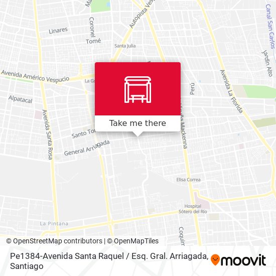 Pe1384-Avenida Santa Raquel / Esq. Gral. Arriagada map