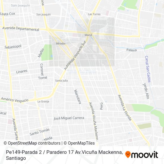 Mapa de Pe149-Parada 2 / Paradero 17 Av.Vicuña Mackenna