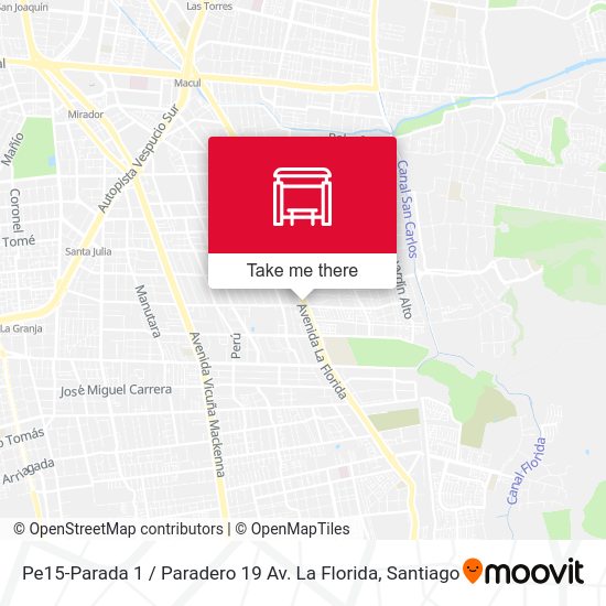 Mapa de Pe15-Parada 1 / Paradero 19 Av. La Florida