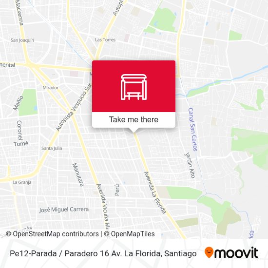 Mapa de Pe12-Parada / Paradero 16 Av. La Florida
