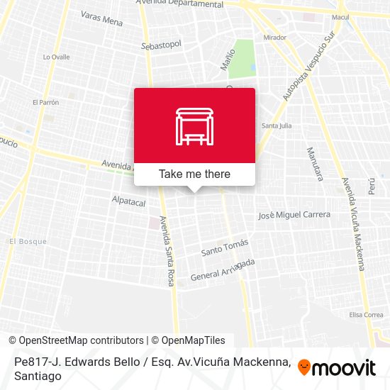 Pe817-J. Edwards Bello / Esq. Av.Vicuña Mackenna map