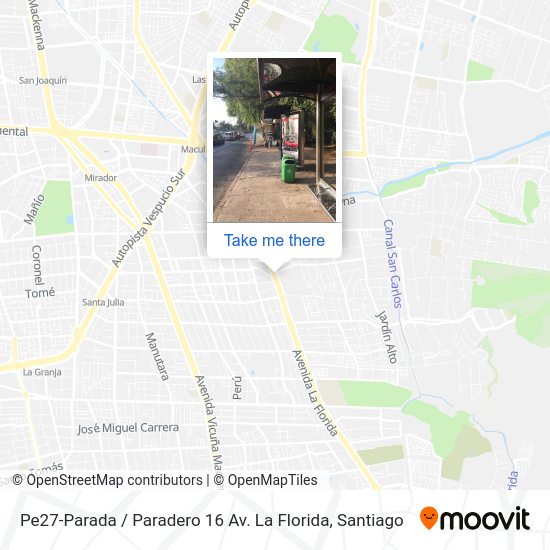 Mapa de Pe27-Parada / Paradero 16 Av. La Florida