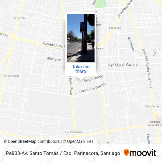 Mapa de Pe833-Av. Santo Tomás / Esq. Parinacota