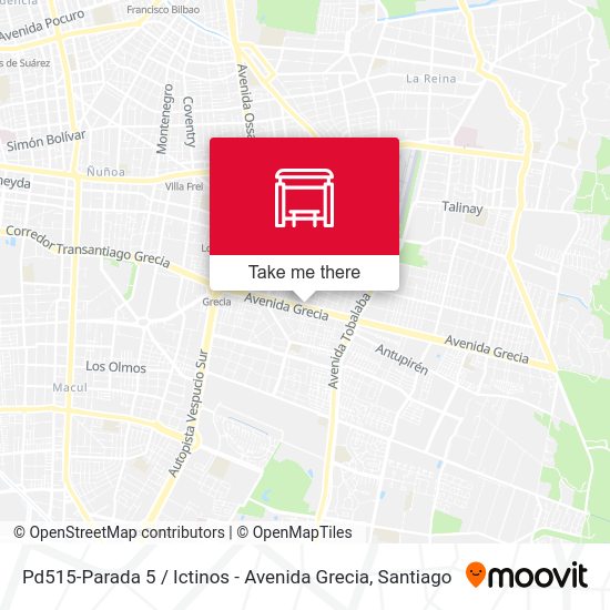 Mapa de Pd515-Parada 5 / Ictinos - Avenida Grecia