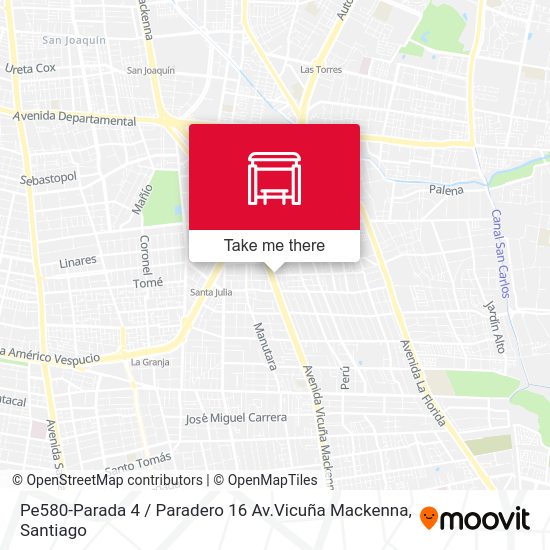 Pe580-Parada 4 / Paradero 16 Av.Vicuña Mackenna map