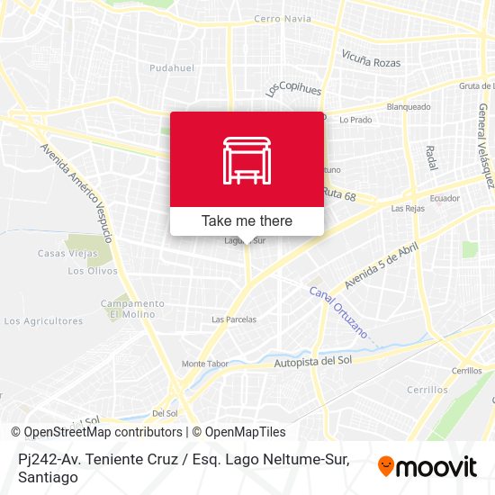 Pj242-Av. Teniente Cruz / Esq. Lago Neltume-Sur map