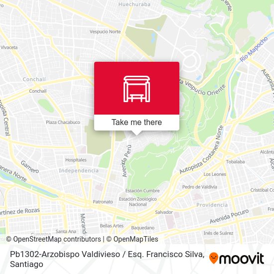 Pb1302-Arzobispo Valdivieso / Esq. Francisco Silva map