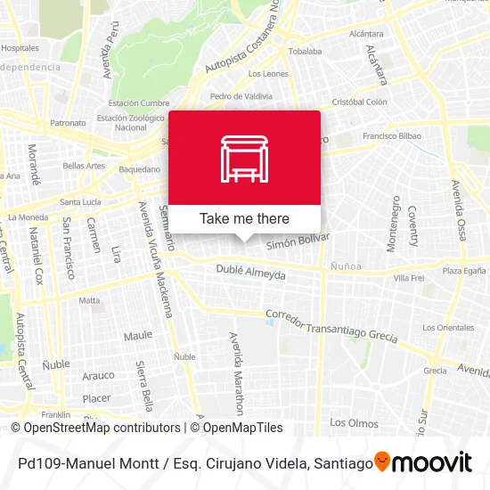 Pd109-Manuel Montt / Esq. Cirujano Videla map