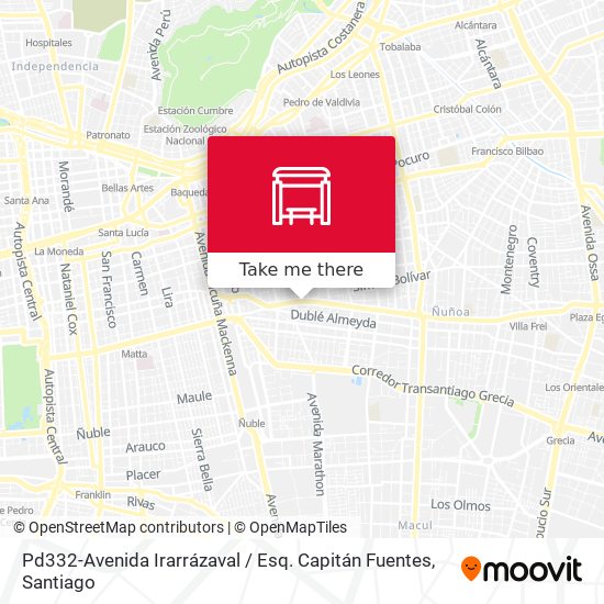 Pd332-Avenida Irarrázaval / Esq. Capitán Fuentes map