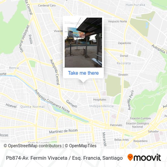Pb874-Av. Fermín Vivaceta / Esq. Francia map