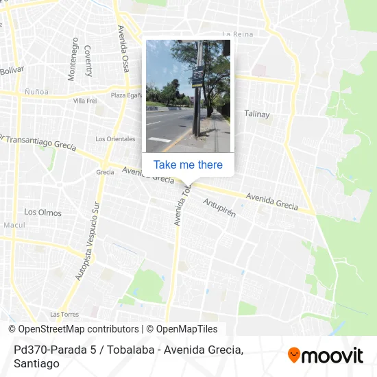 Pd370-Parada 5 / Tobalaba - Avenida Grecia map