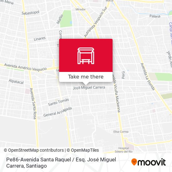 Pe86-Avenida Santa Raquel / Esq. José Miguel Carrera map