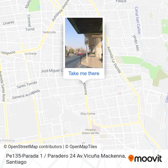 Mapa de Pe135-Parada 1 / Paradero 24 Av.Vicuña Mackenna